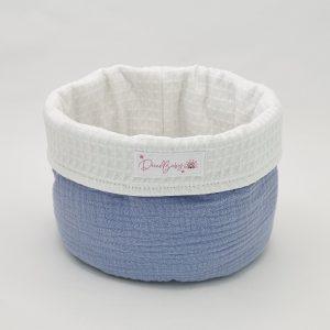cesta muselina azul y waffle crudo 1