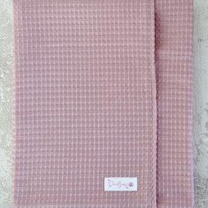 manta rizo de bambú waffle rosa